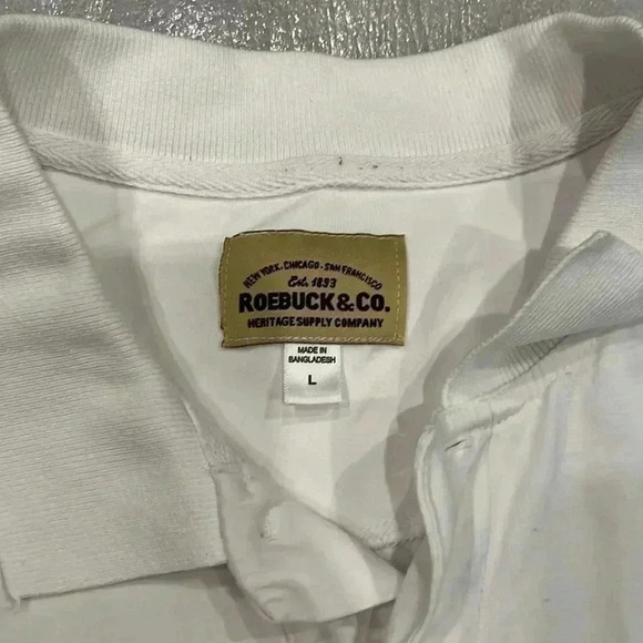 ❤️2/$30❤️[L]Roebuck&Co White  Polo Shirt - Picture 2 of 4